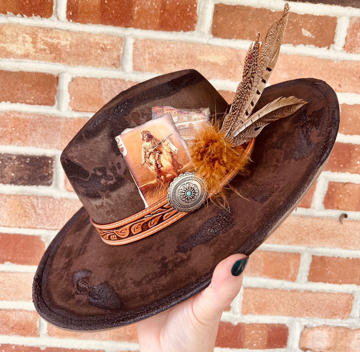 Phoenix- Hand Burned Hat