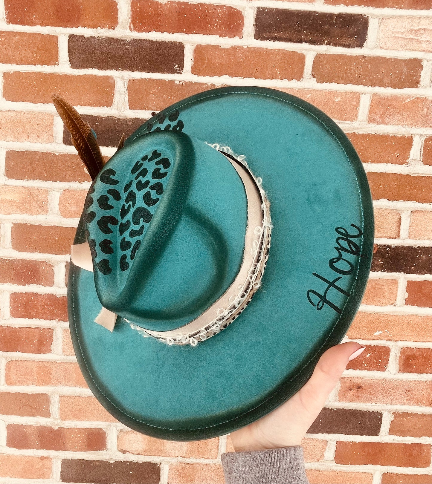 Teal Cheetah - Hand Burned Hat