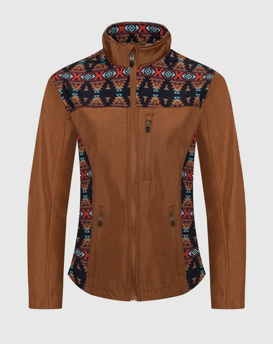 Women’s Softshell Aztec Print Fleece-lined Jacket