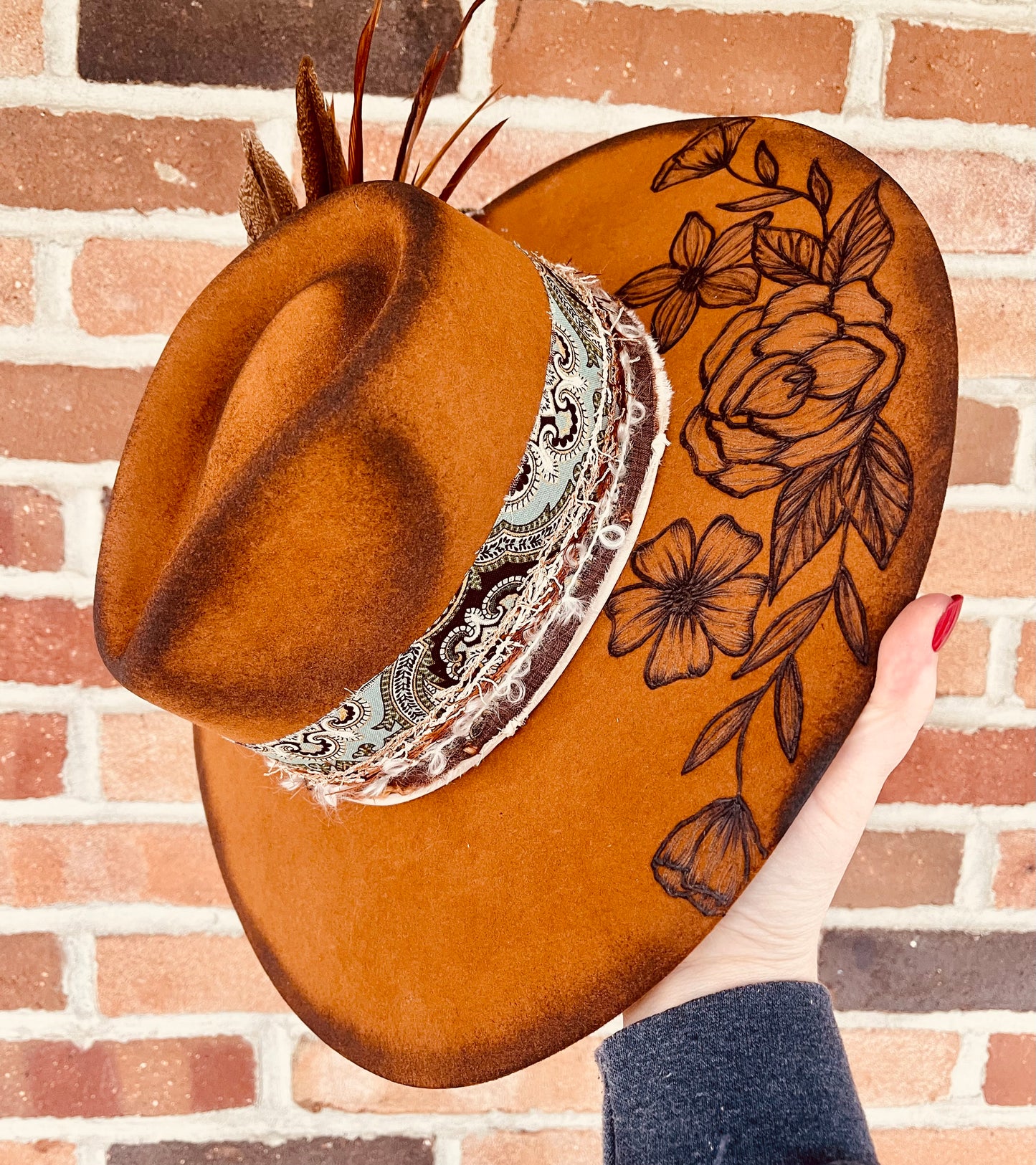 Desert Rose Hand Burned Hat