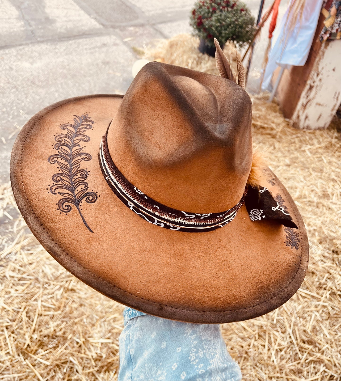 Light as a Feather- Hand Burned Hat