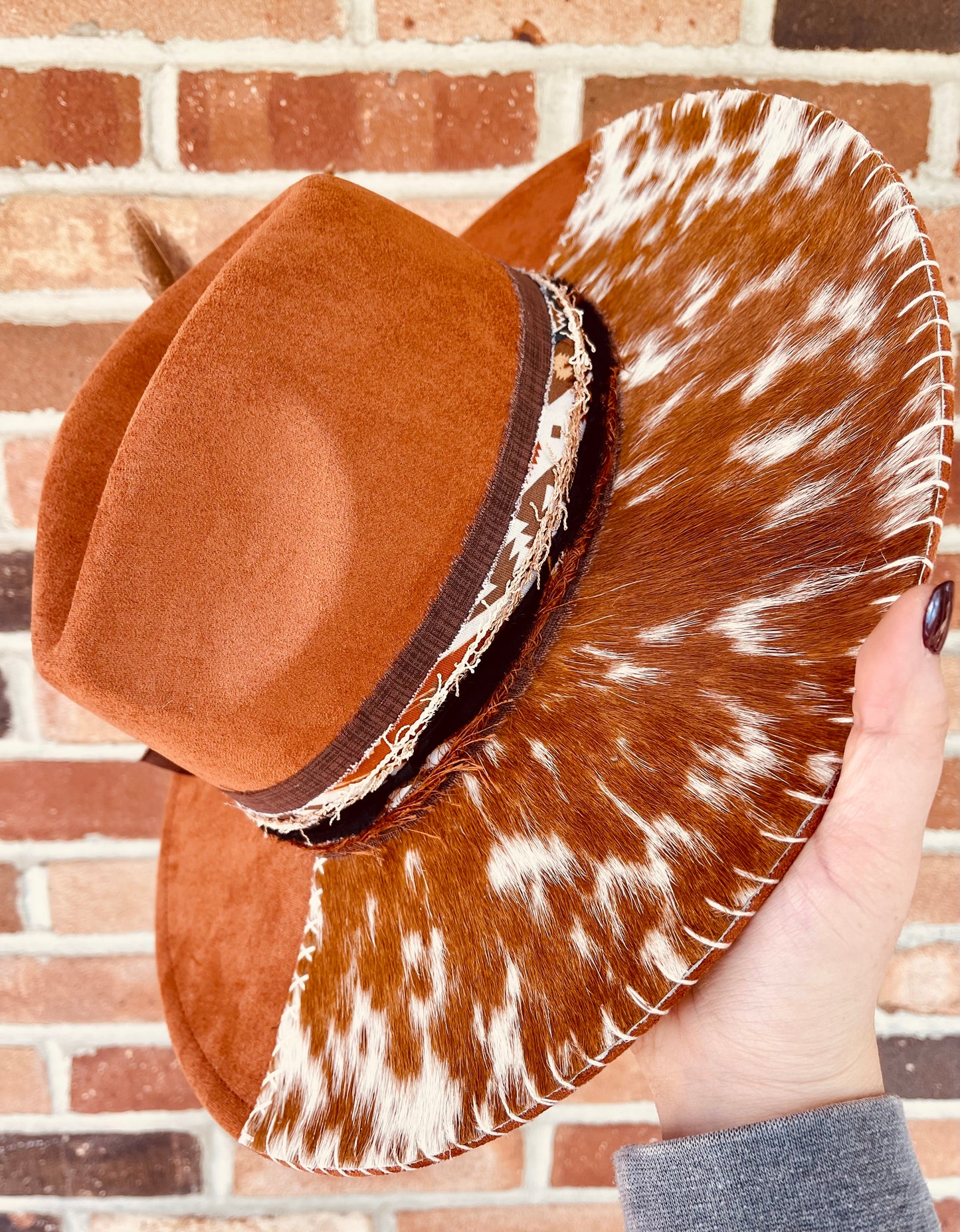 Half Hide- Hand Burned Hat