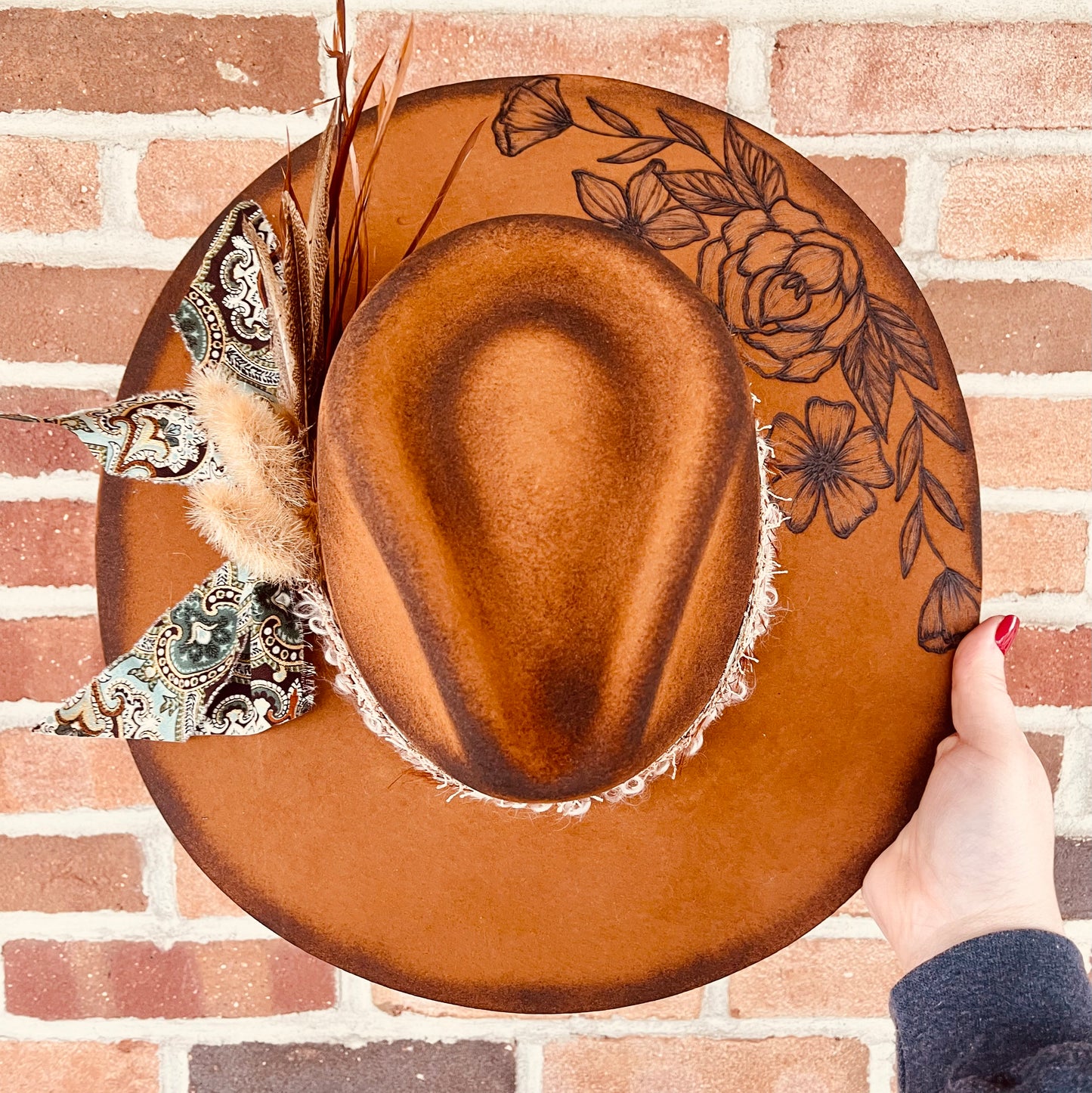 Desert Rose Hand Burned Hat