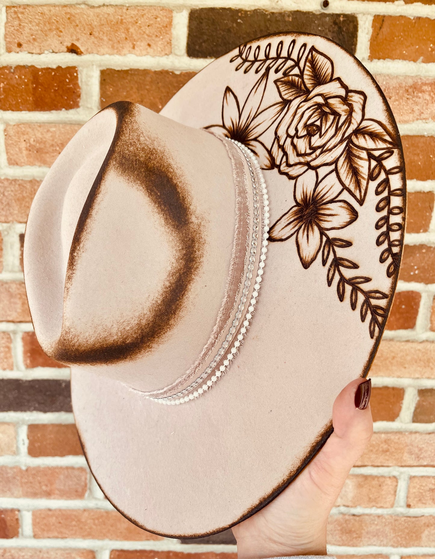 Prairie Bloom Hand Burned Hat