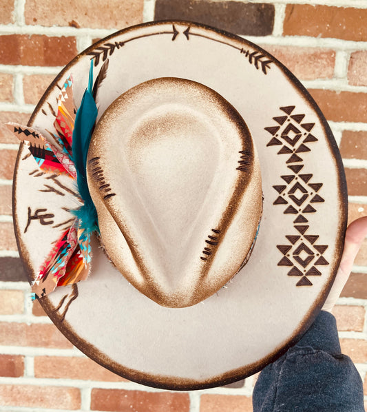 Aztec Dreamer Hand Burned Hat