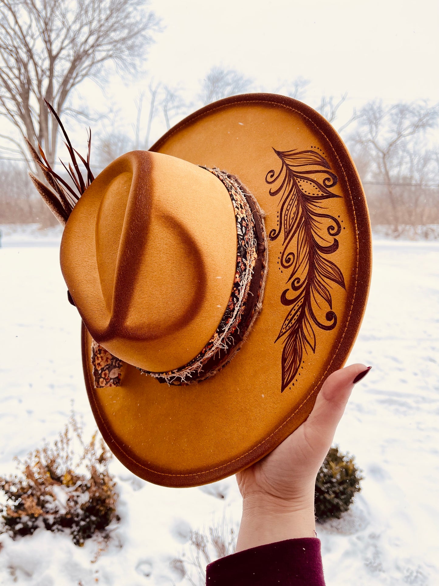 Light as a Feather Hand Burned Hat