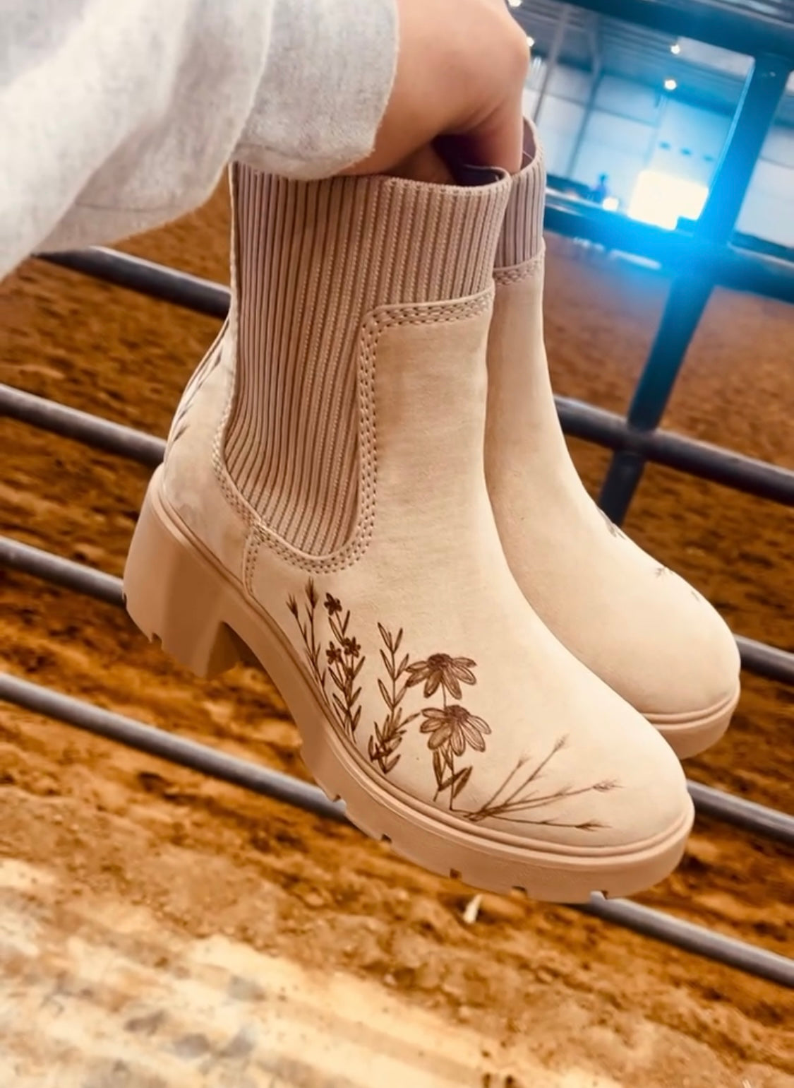 Hand Burned Floral Boot