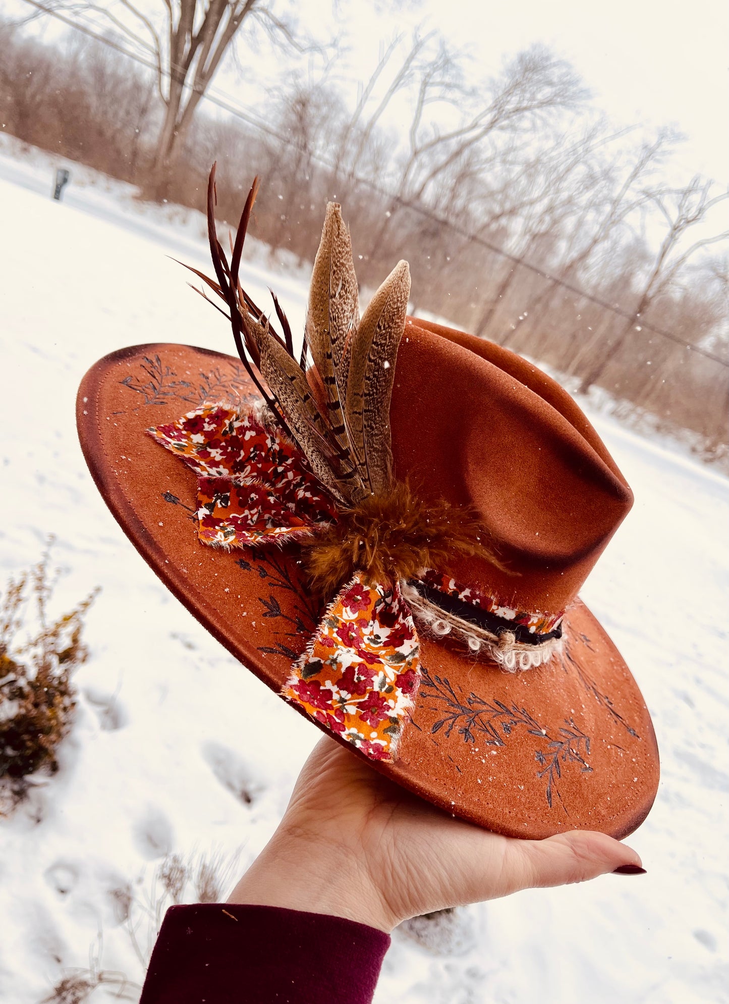 Rustling Embers Hand Burned Hat