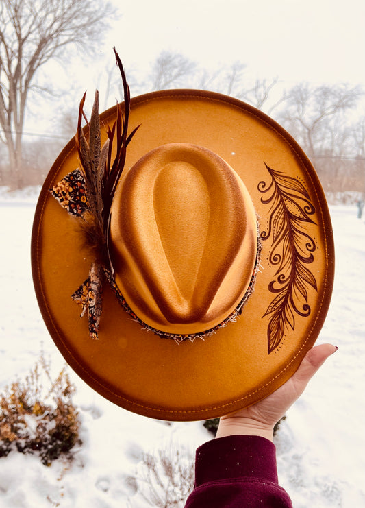 Light as a Feather Hand Burned Hat