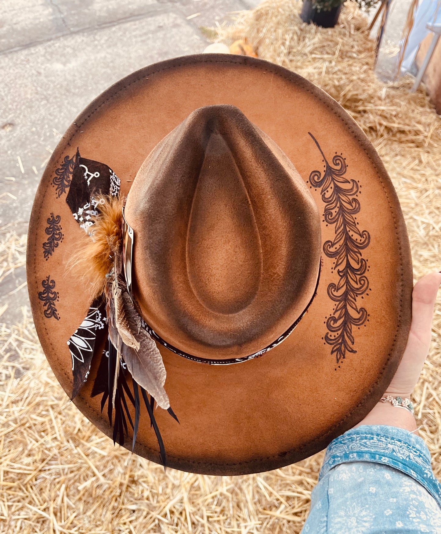 Light as a Feather- Hand Burned Hat