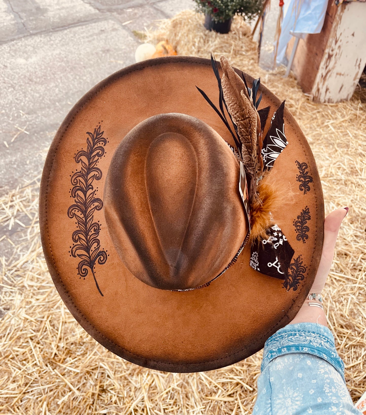 Light as a Feather- Hand Burned Hat