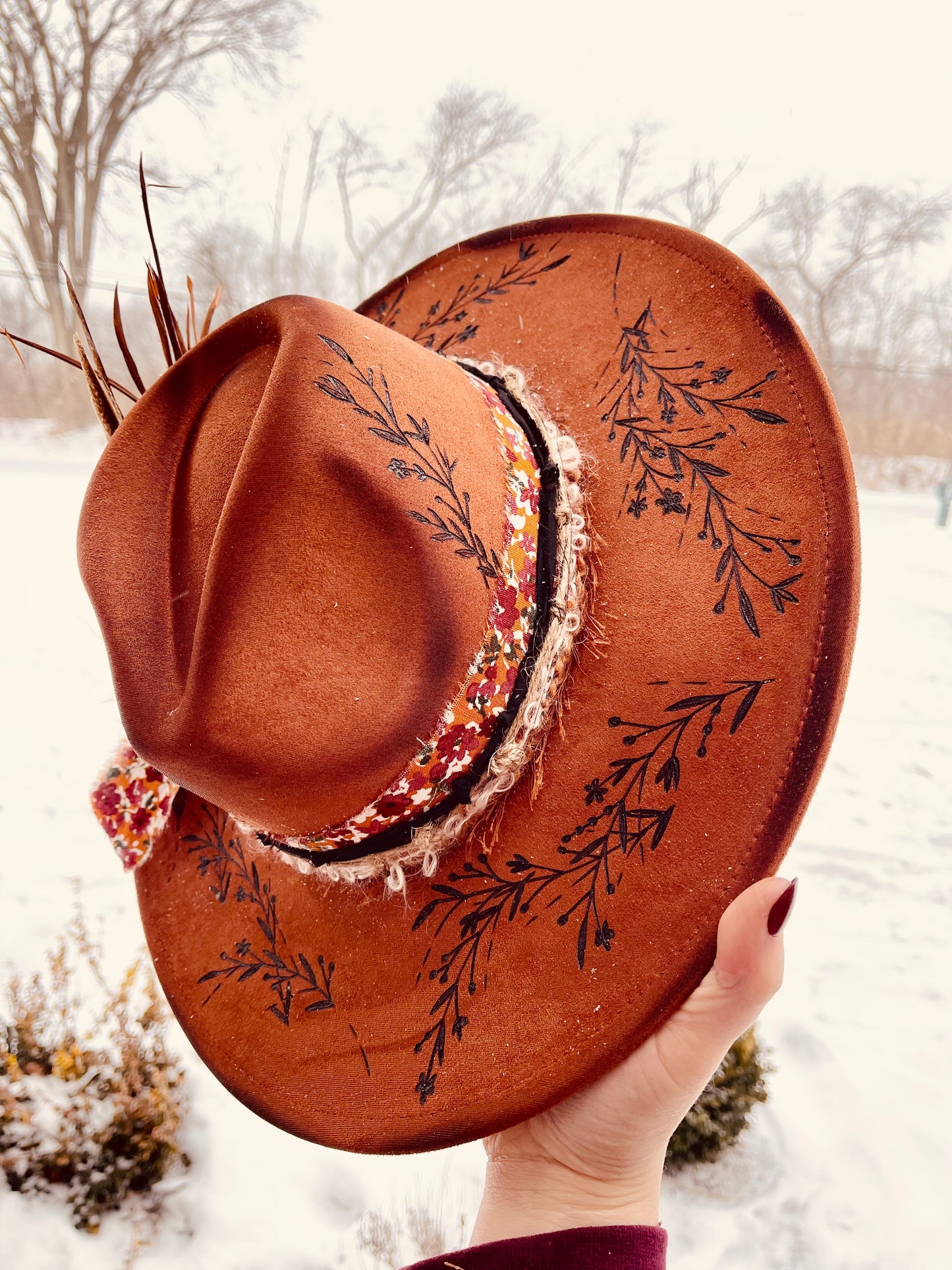 Rustling Embers Hand Burned Hat