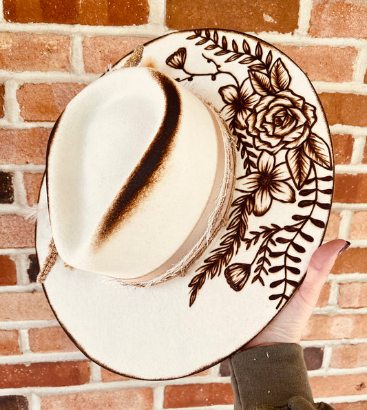 Wildflower Serenade Hand Burned Hat