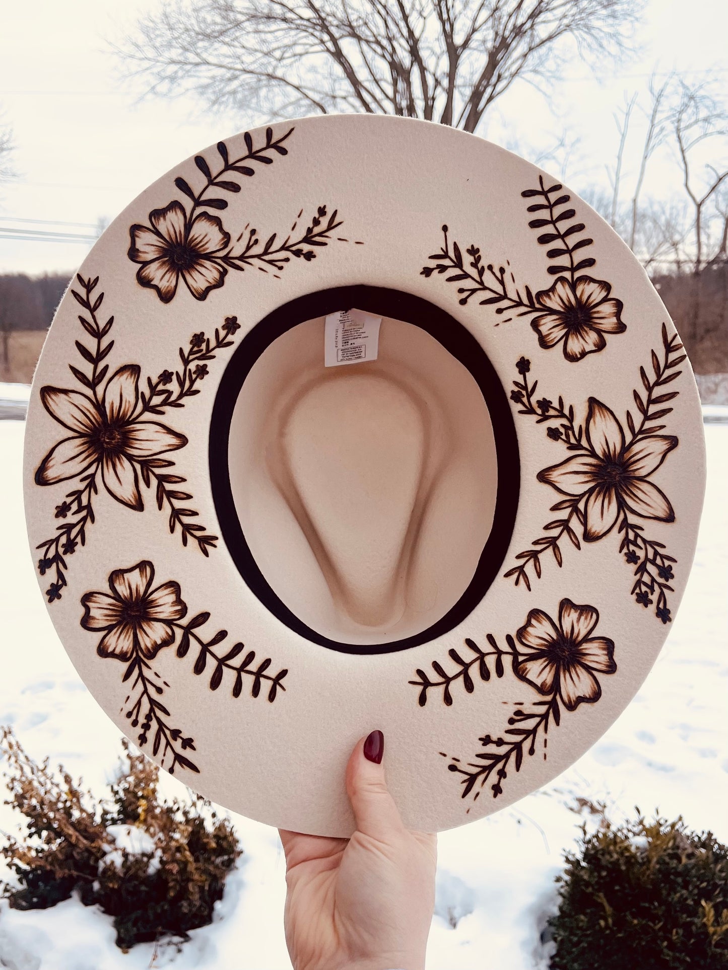 Western Wildflower Hand Burned Hat