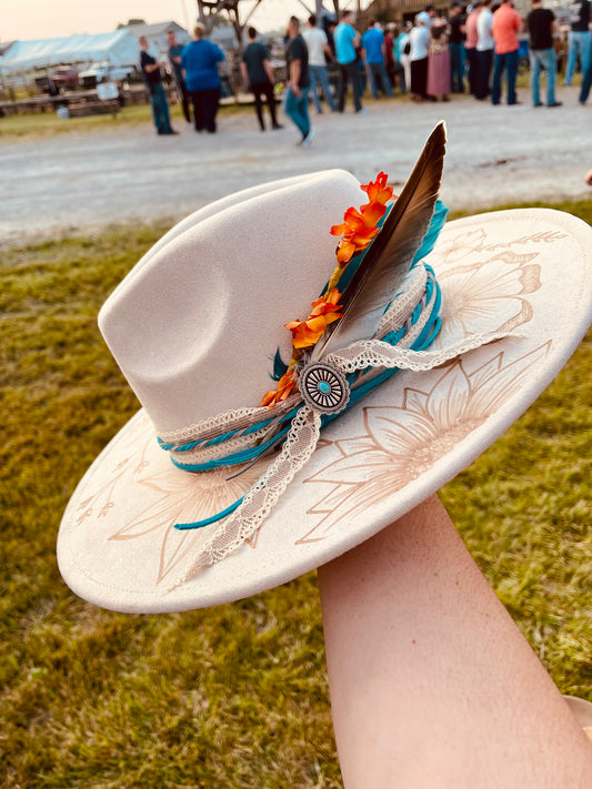 The Fire and Ice- Hand Burned Hat