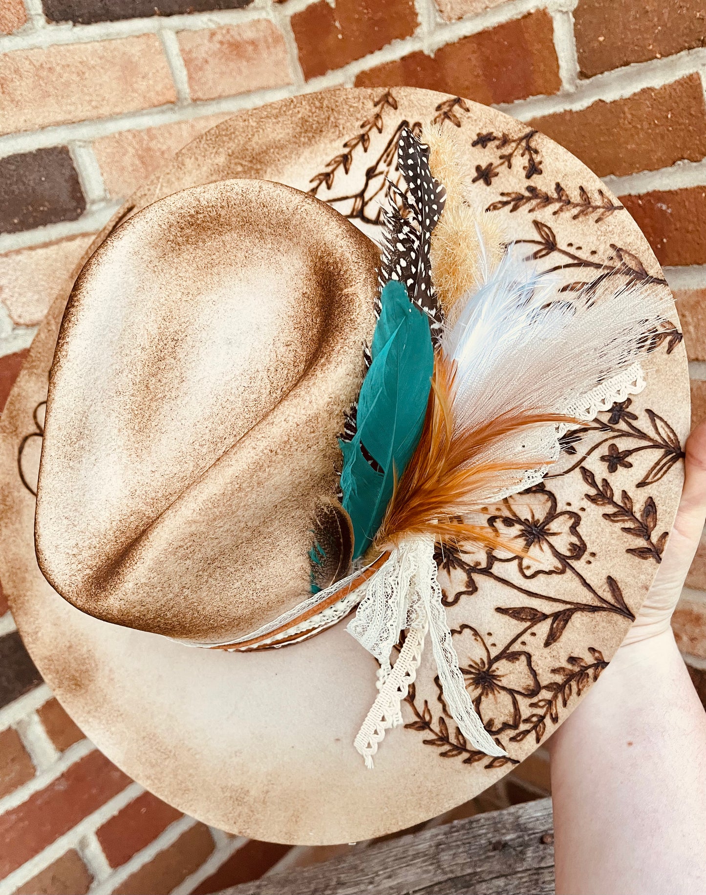 Wedding Bells- Hand Burned Hat