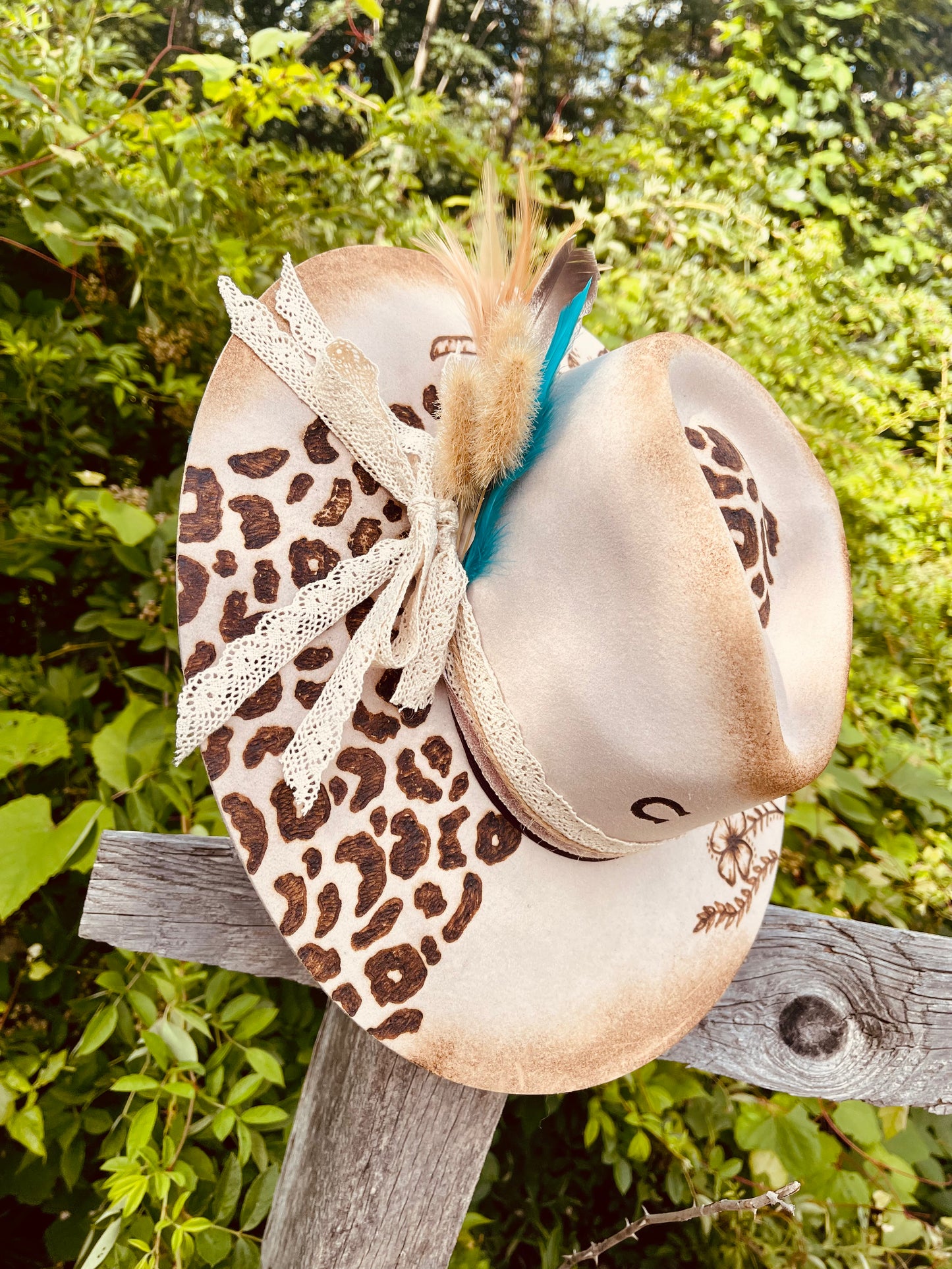 The Lovely in Leopard- Hand Burned Hat