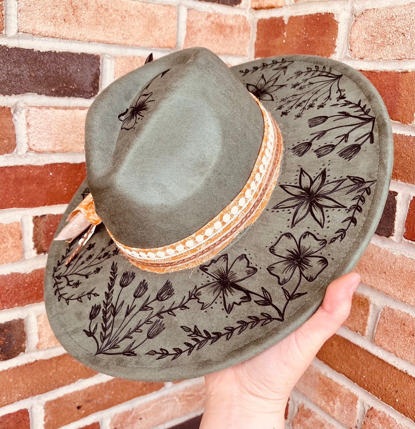 Green with Envy- Hand Burned Hat