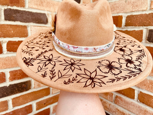 Full Bloom- Hand Burned Hat