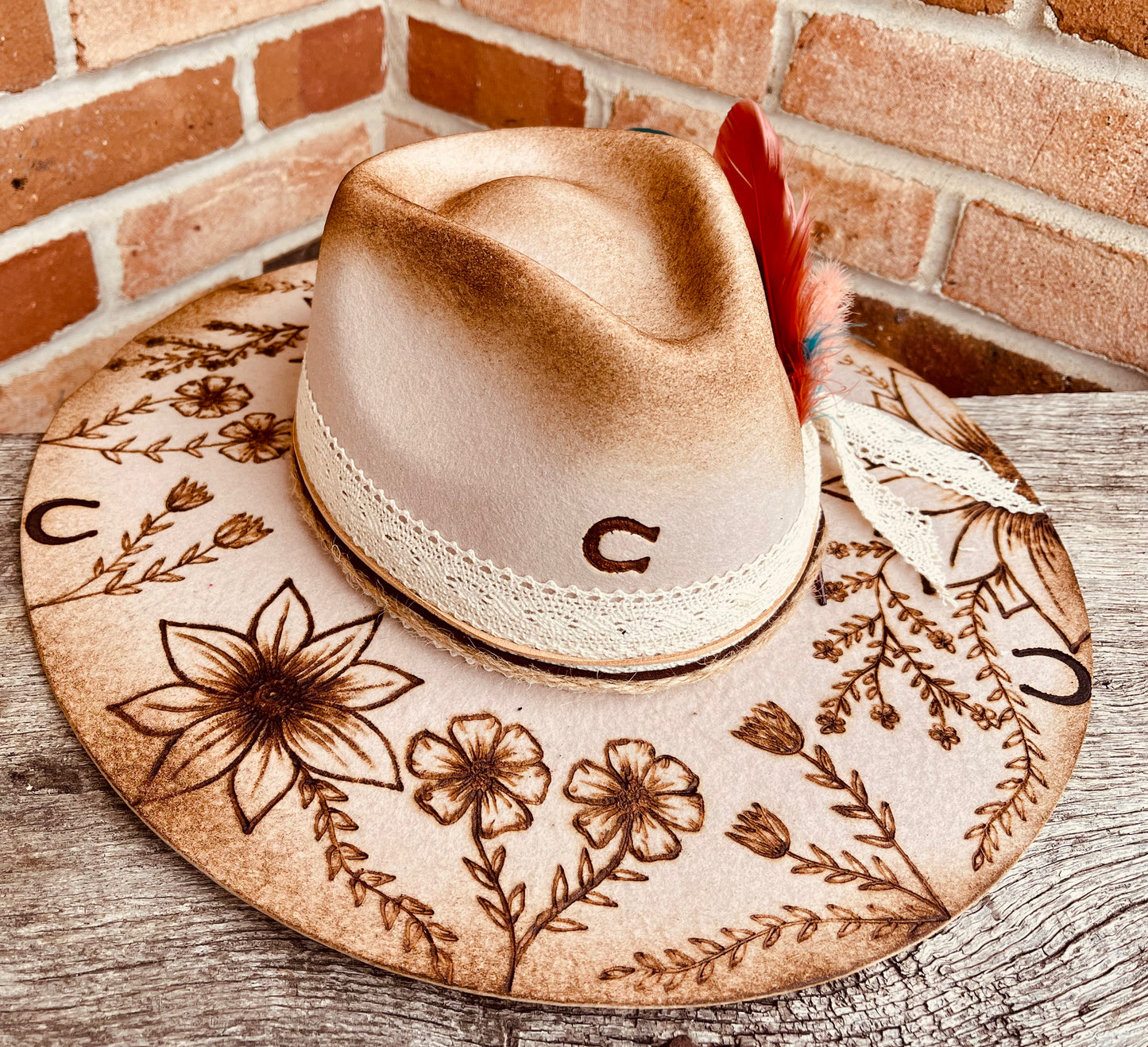 The Lucky In Love- Hand Burned Hat