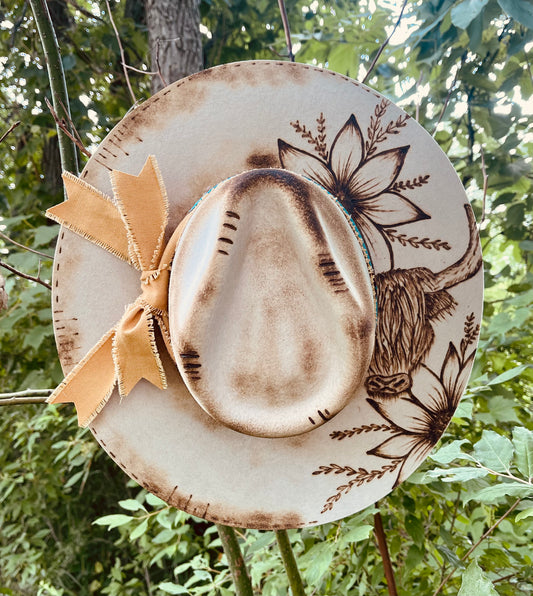 Home on the Range- Hand Burned Hat