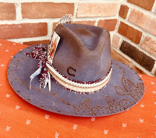 The Outlaw- Hand Burned Hat