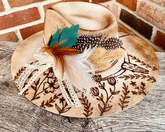 Wedding Bells- Hand Burned Hat