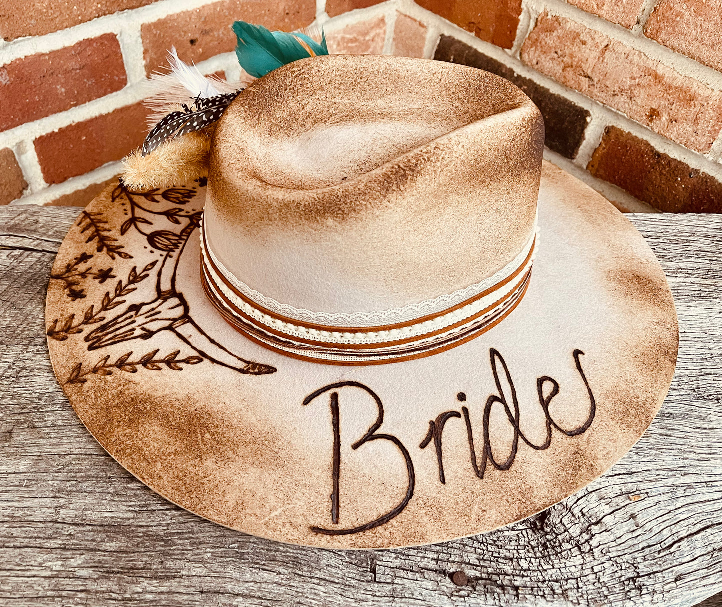 Wedding Bells- Hand Burned Hat