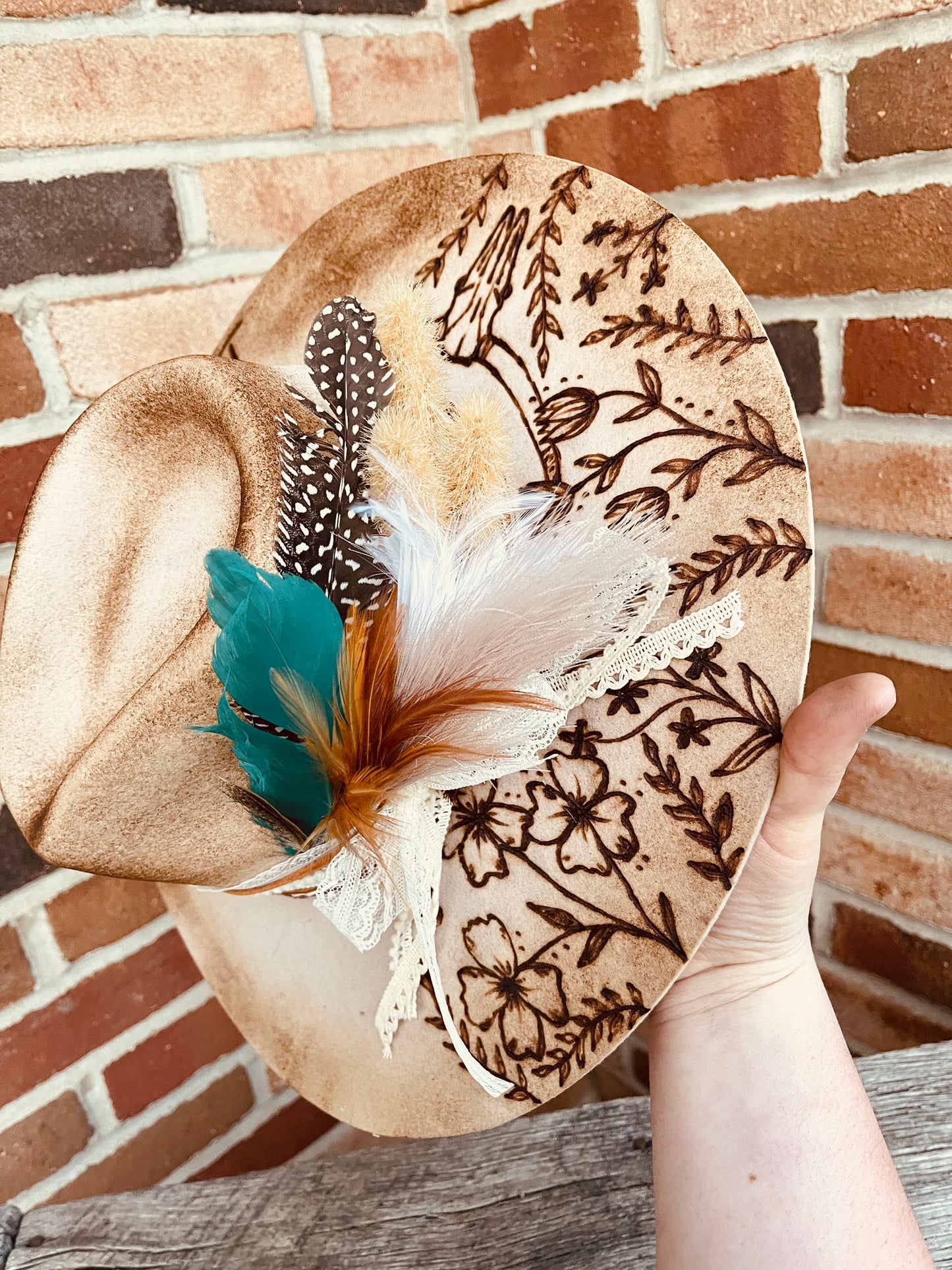 Wedding Bells- Hand Burned Hat