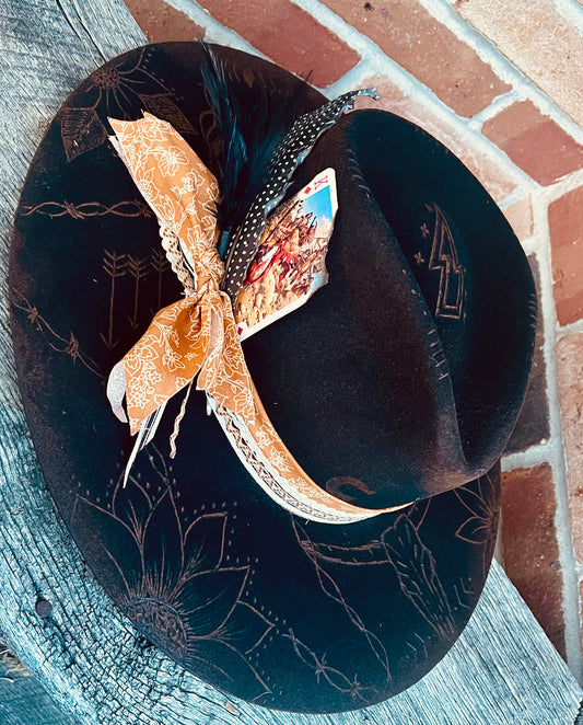 Dark as Night Hand Burned Hat