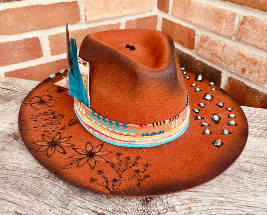 The Steady Heart- Hand Burned Hat