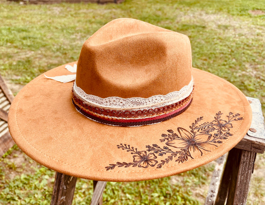 Lovely in Lace- Hand Burned Hat