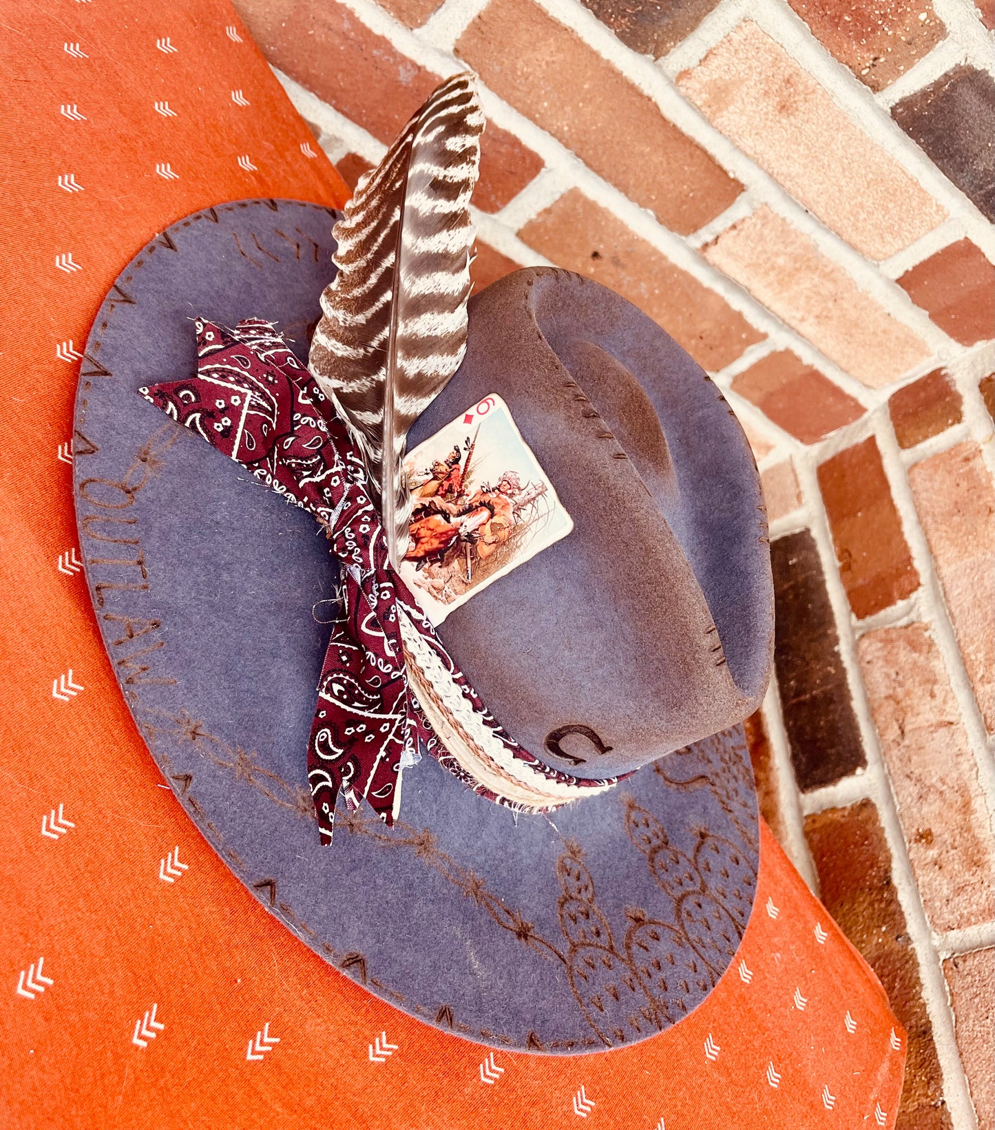 The Outlaw- Hand Burned Hat