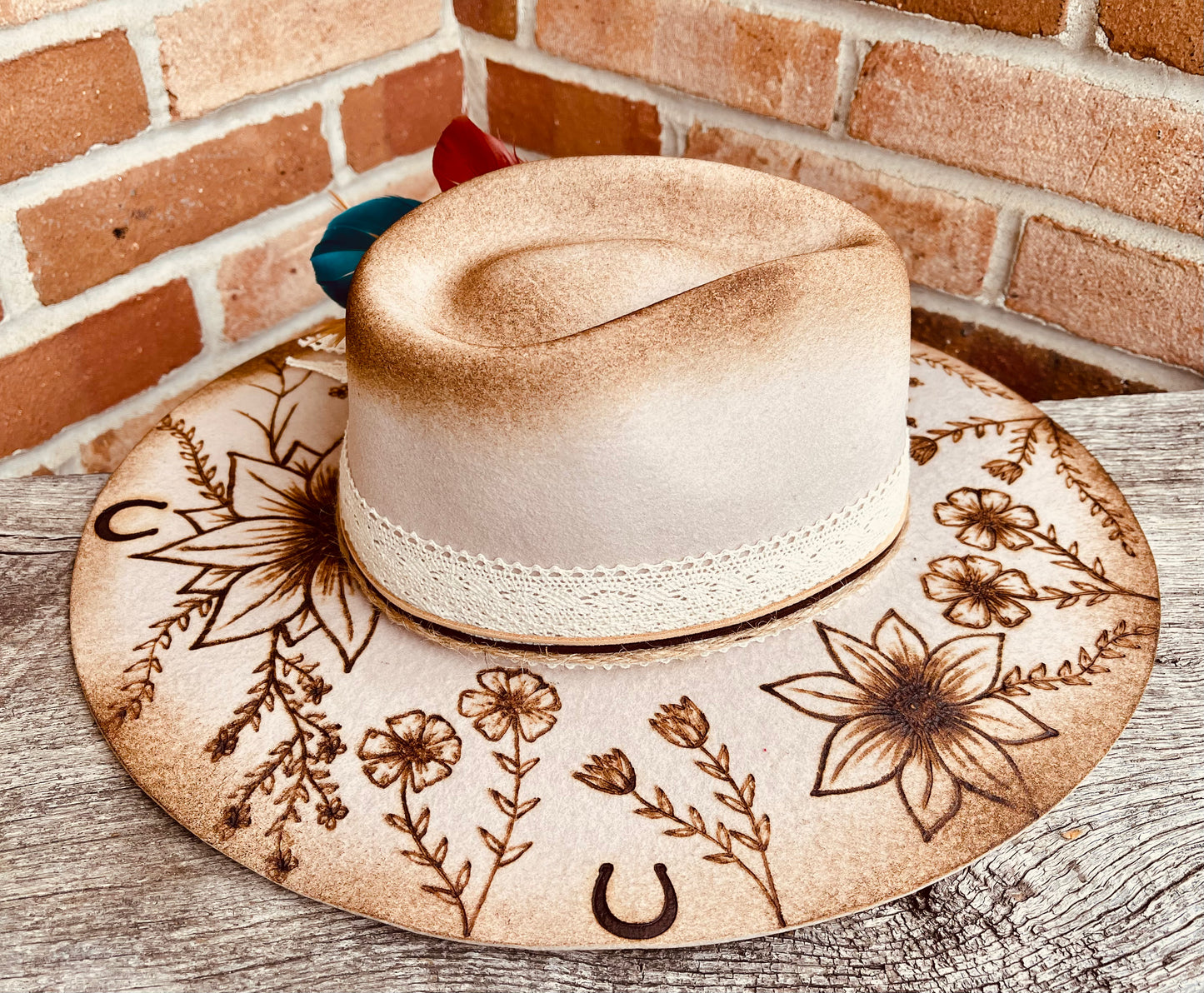 The Lucky In Love- Hand Burned Hat