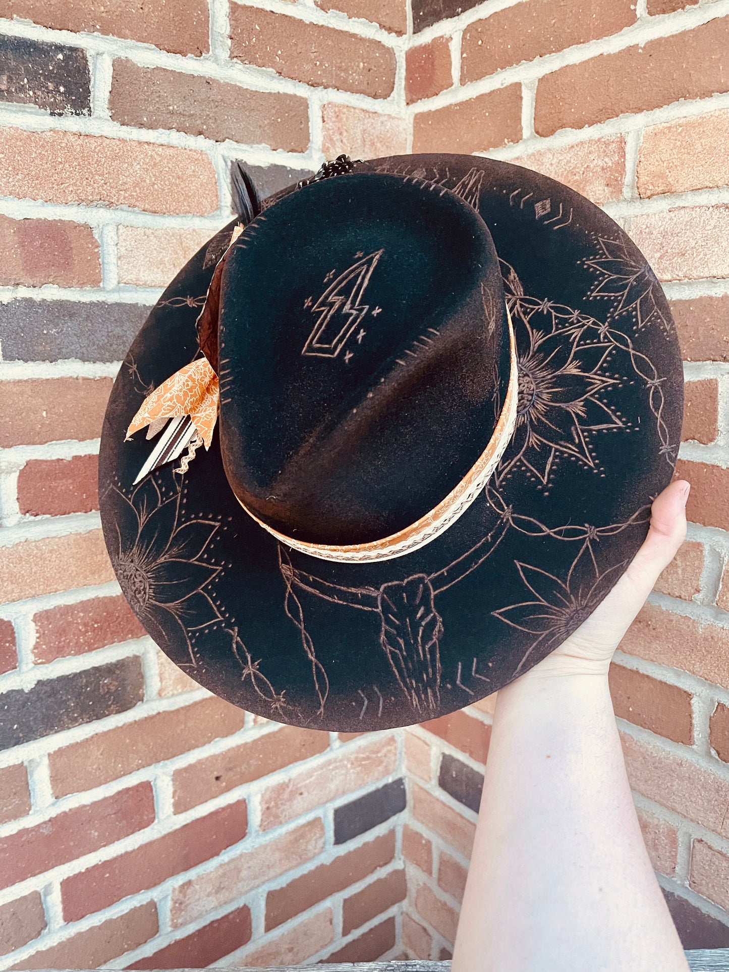 Dark as Night Hand Burned Hat