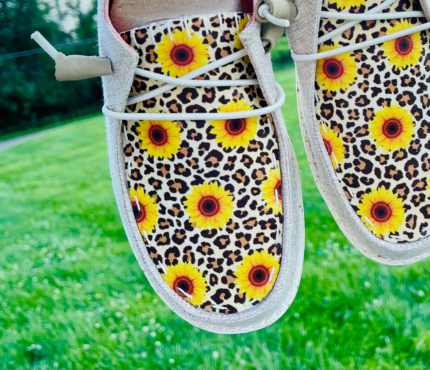 Cheetah Sunflower Hand Embellished Shoes