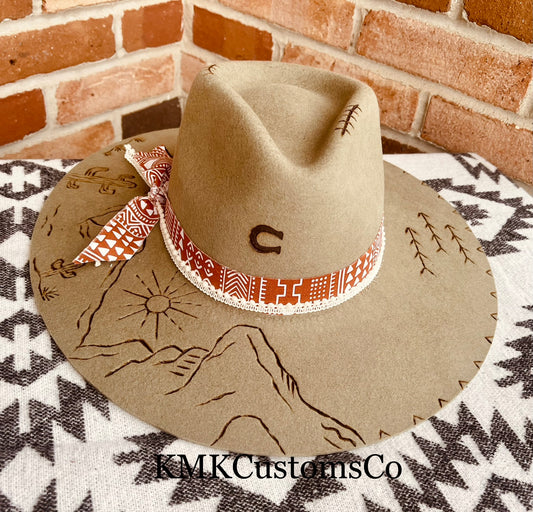 Mountain with a Twist - Hand Burned Hat