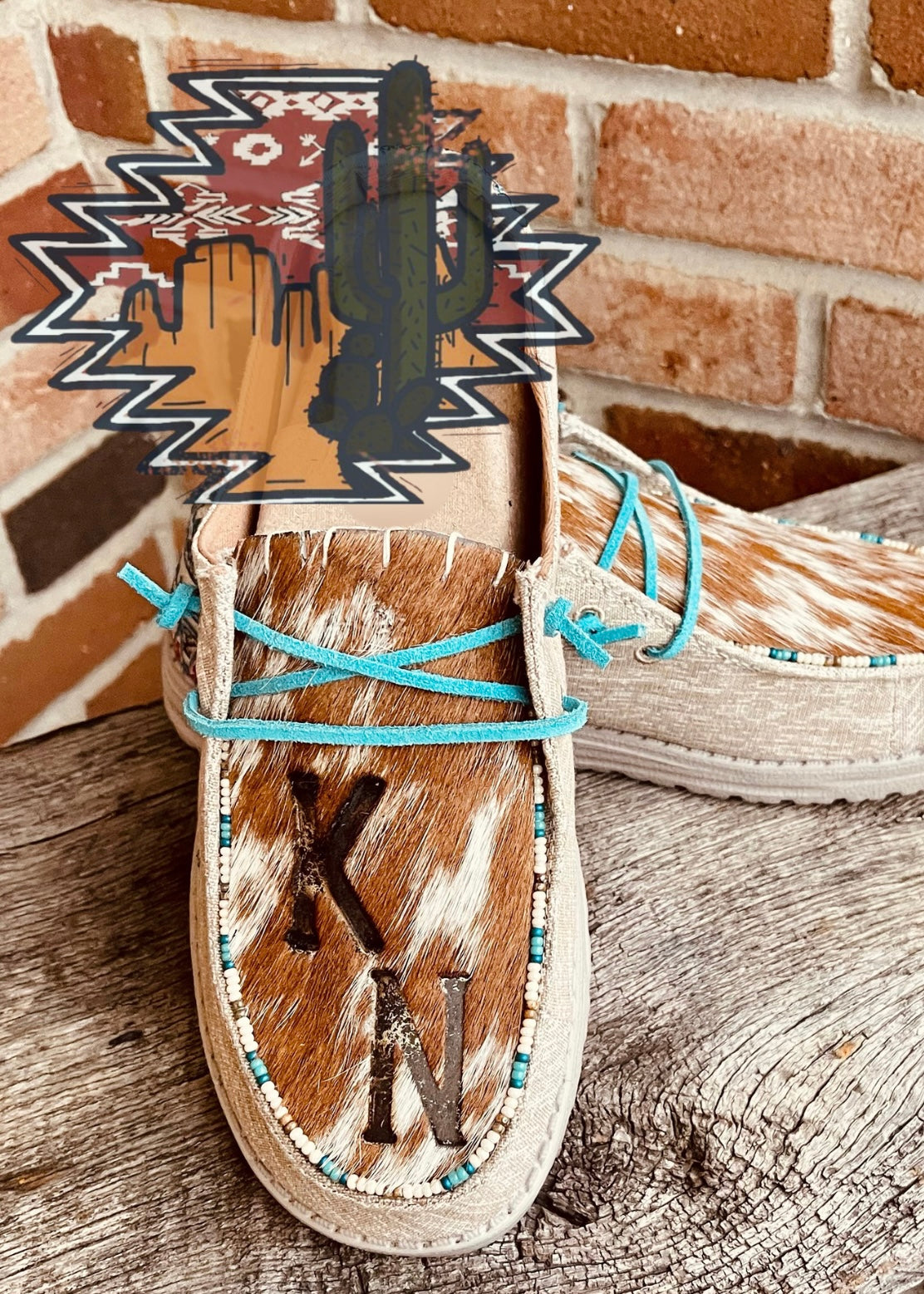 BRANDED Genuine Beaded+Cowhide Hand Embellished Shoes - Original Brown BRANDED