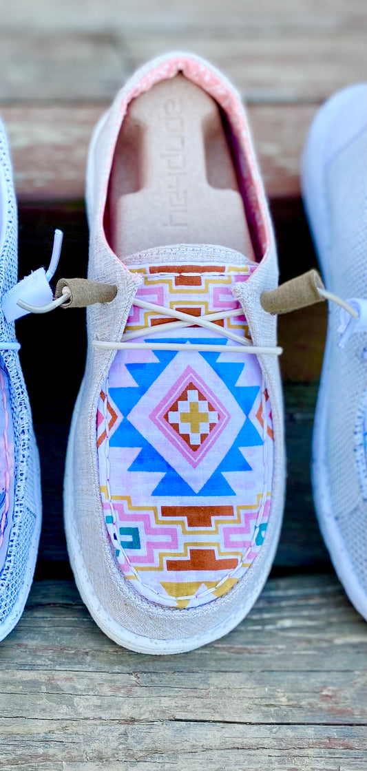 Pink Aztec Hand Embellished Shoes