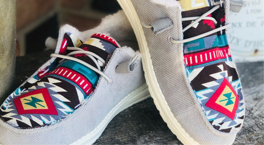 Fur Lined Aztec Hand Embellished Shoes